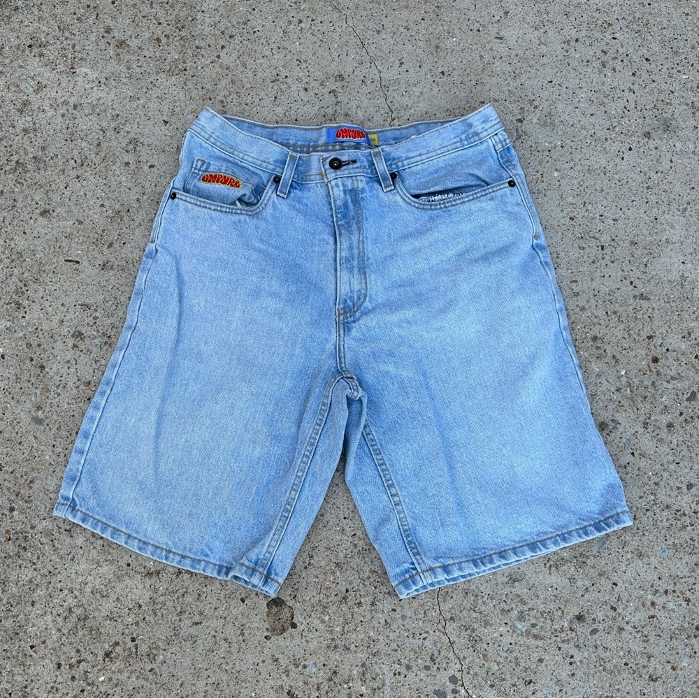 Empyre Mens Relaxed Y2K 90s style Grunge Baggy Light Wash Shorts Size 33